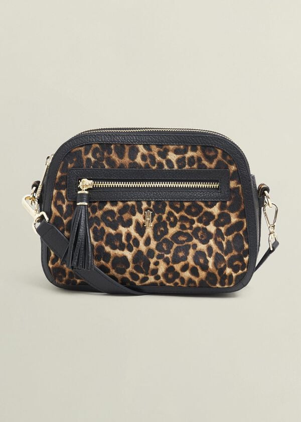 hobbs Carlton Leather Crossbody Bag Leopard Print