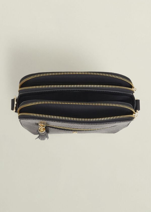 Hobbs Carlton Leather Crossbody Bag Snake Print