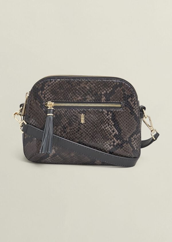 hobbs Carlton Leather Crossbody Bag Snake Print