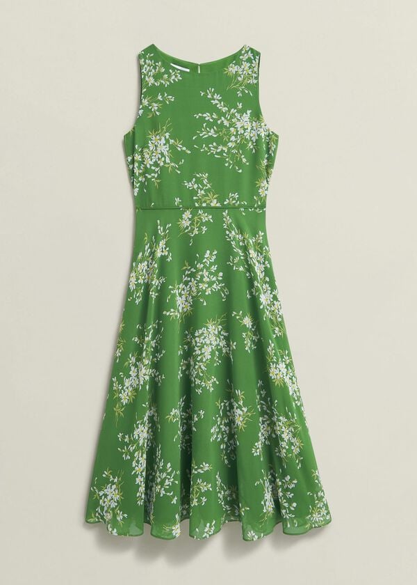 Hobbs Carly Dress Green Ivory