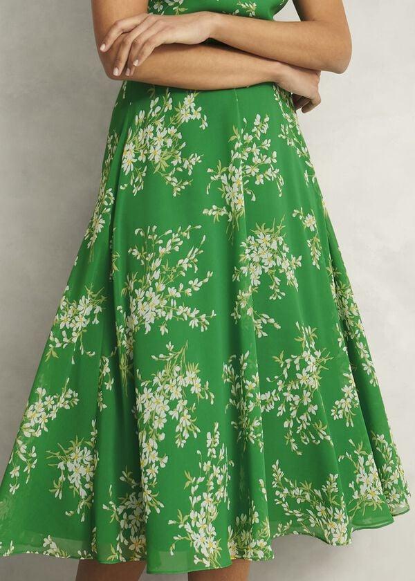 Hobbs Carly Dress Green Ivory