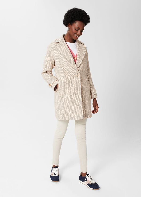 hobbs Carmen Coat With Wool Biscuit Ivory