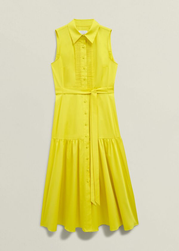 Hobbs Carsington Cotton Shirt Dress Sun Yellow