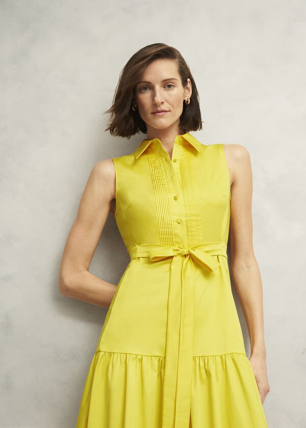 Hobbs Carsington Cotton Shirt Dress Sun Yellow