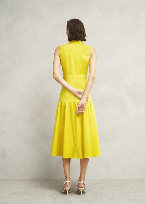Hobbs Carsington Cotton Shirt Dress Sun Yellow