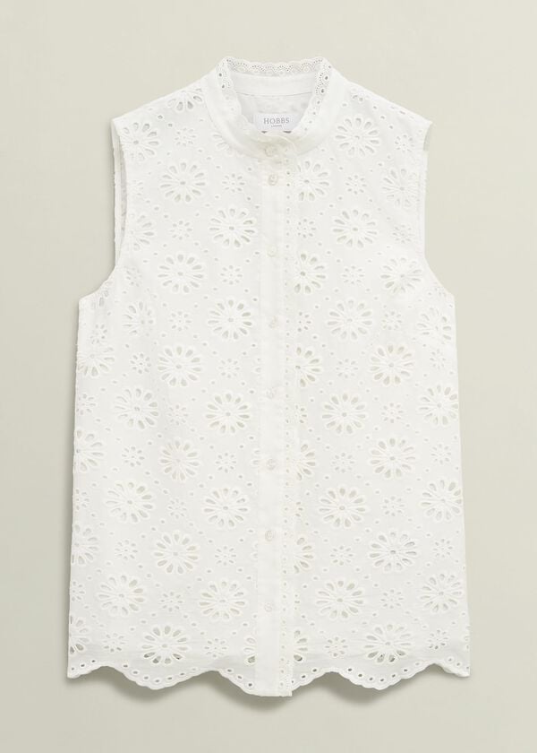 Hobbs Cassie Broderie Top White