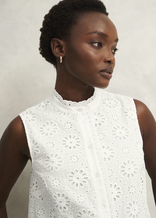 Hobbs Cassie Broderie Top White