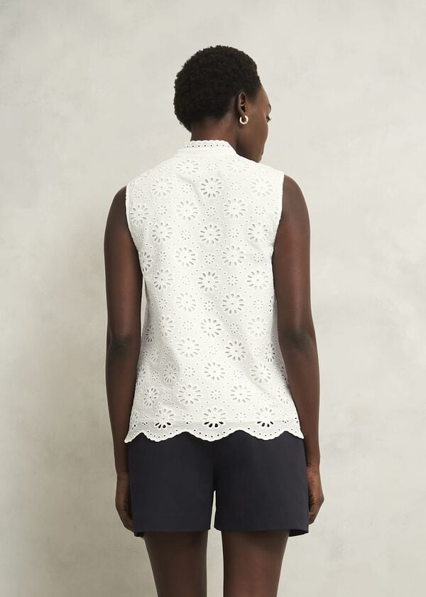 Hobbs Cassie Broderie Top White