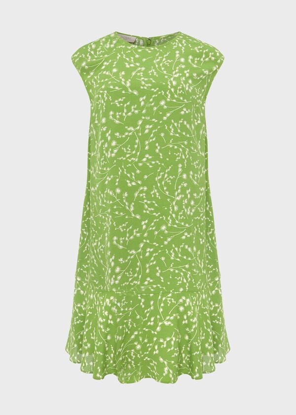 Hobbs Catalina A Line Dress Lime Green Ivry