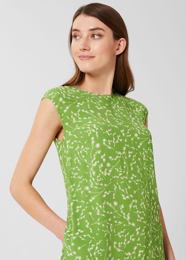 Hobbs Catalina A Line Dress Lime Green Ivry