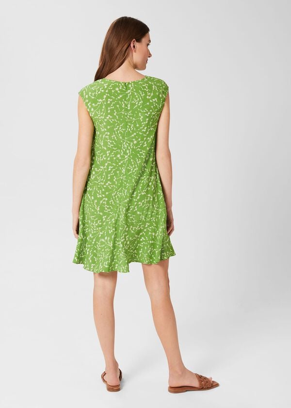 Hobbs Catalina A Line Dress Lime Green Ivry
