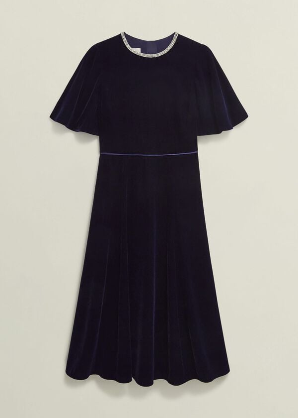 Hobbs Catalina Velvet Dress Midnight Navy