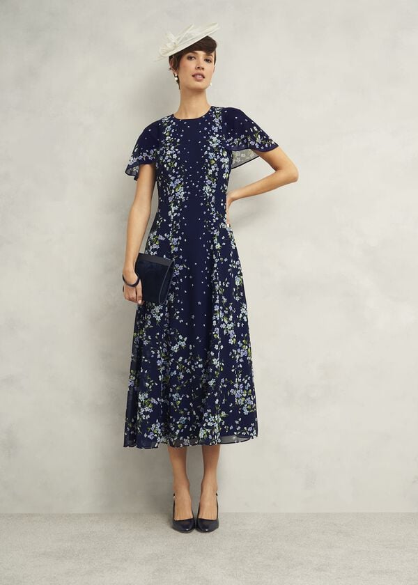 Hobbs Catherine Suede Wristlet Midnight Navy