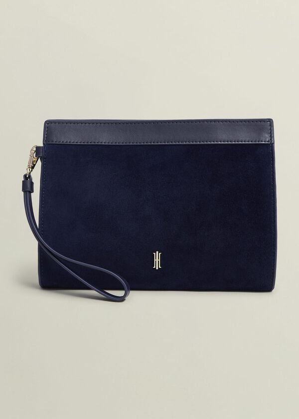 hobbs Catherine Suede Wristlet Midnight Navy