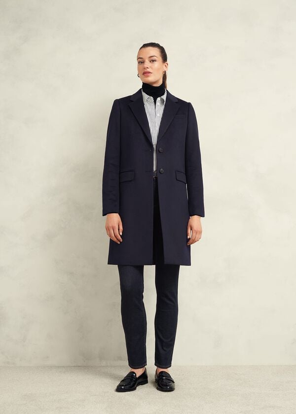 hobbs Cavendish Wool Coat Navy