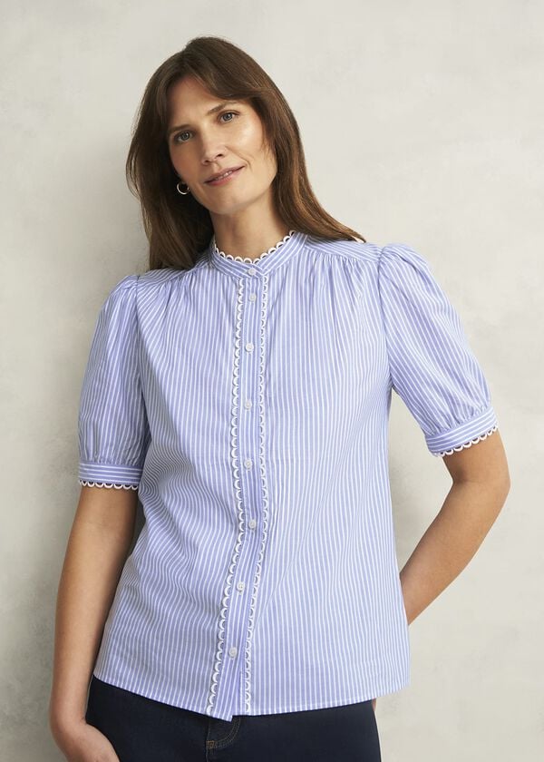 Hobbs Charley Blouse Blue Ivory