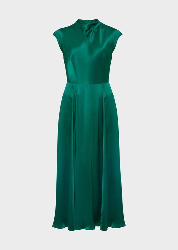 Hobbs Charlize Silk Dress Meadow Green