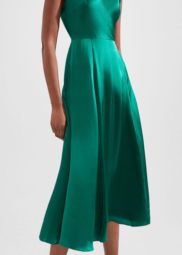 Hobbs Charlize Silk Dress Meadow Green