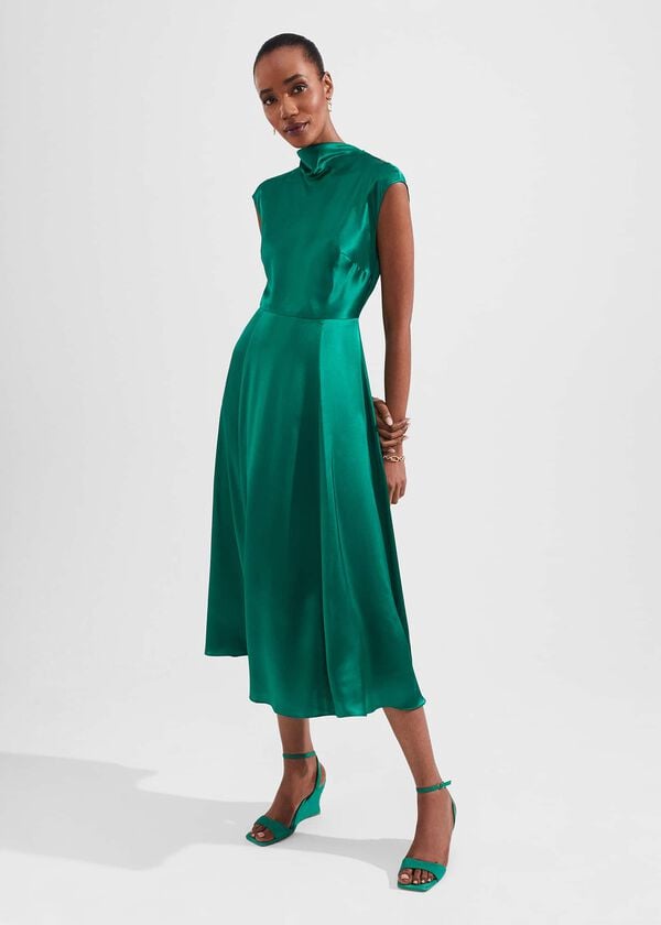 hobbs Charlize Silk Dress Meadow Green