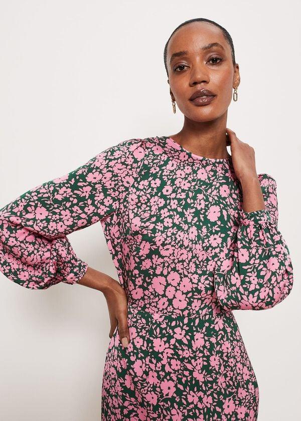 Hobbs Charlton Dress Green Pink