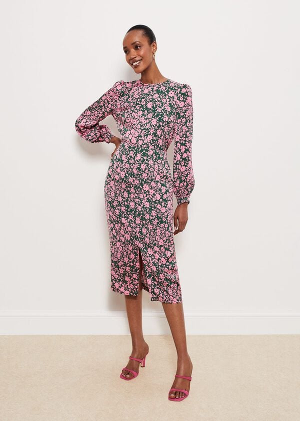 Hobbs Charlton Dress Green Pink