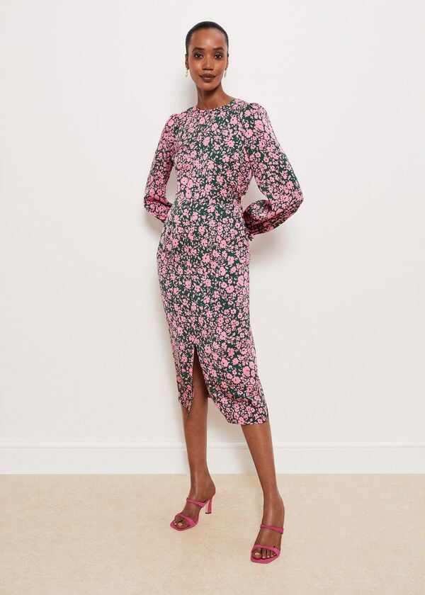 hobbs Charlton Dress Green Pink
