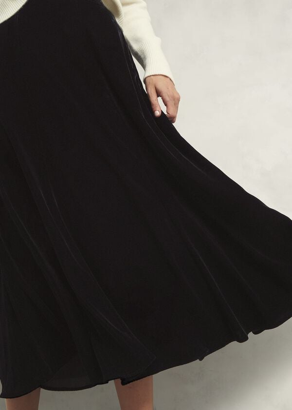 Hobbs Charteris Velvet Skirt Black