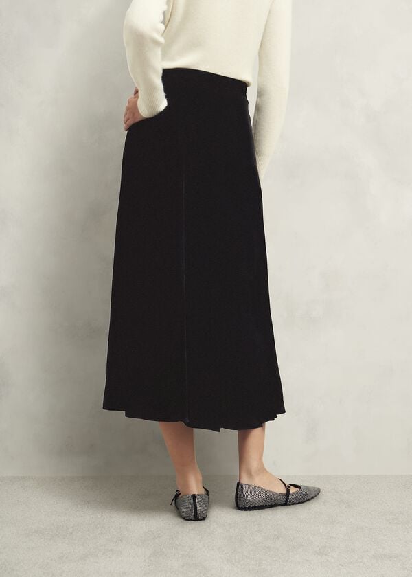 Hobbs Charteris Velvet Skirt Black