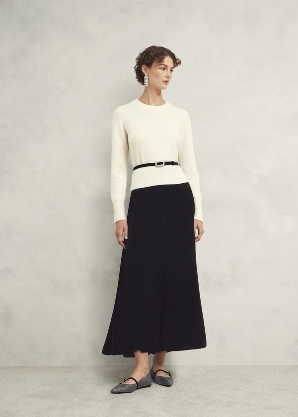 hobbs Charteris Velvet Skirt Black