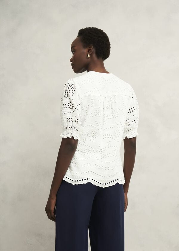 Hobbs Chiara Broderie Blouse Hobbs White