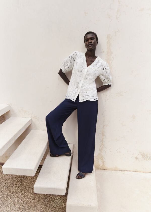 hobbs Chiara Broderie Blouse Hobbs White