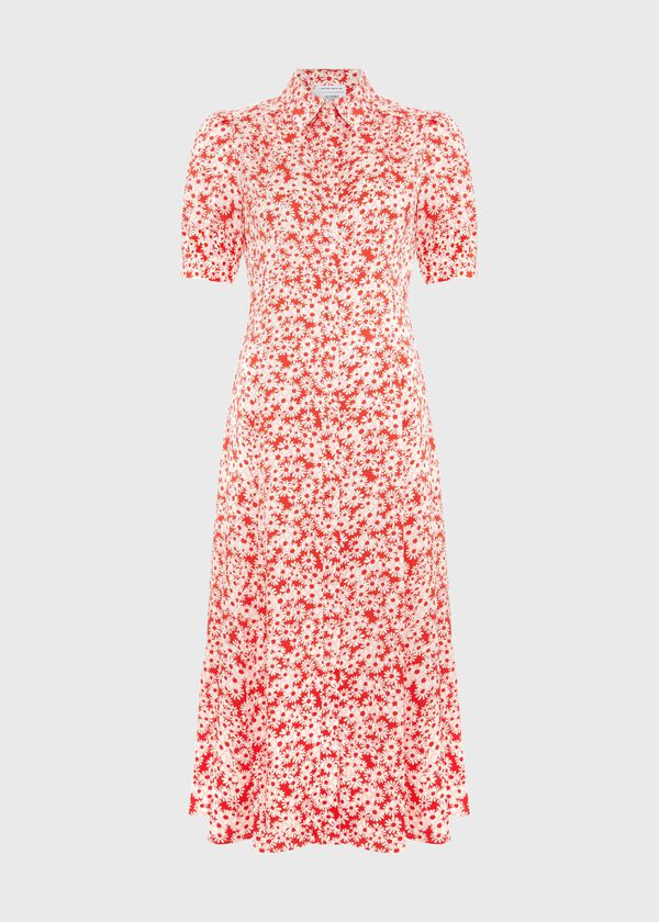 Hobbs Chiswell Paris Shirt Dress Red Ivory
