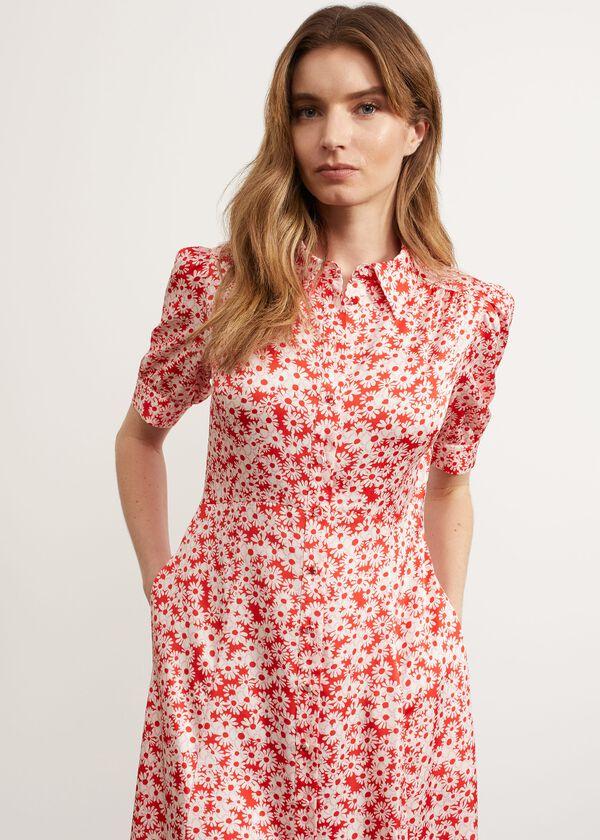 Hobbs Chiswell Paris Shirt Dress Red Ivory
