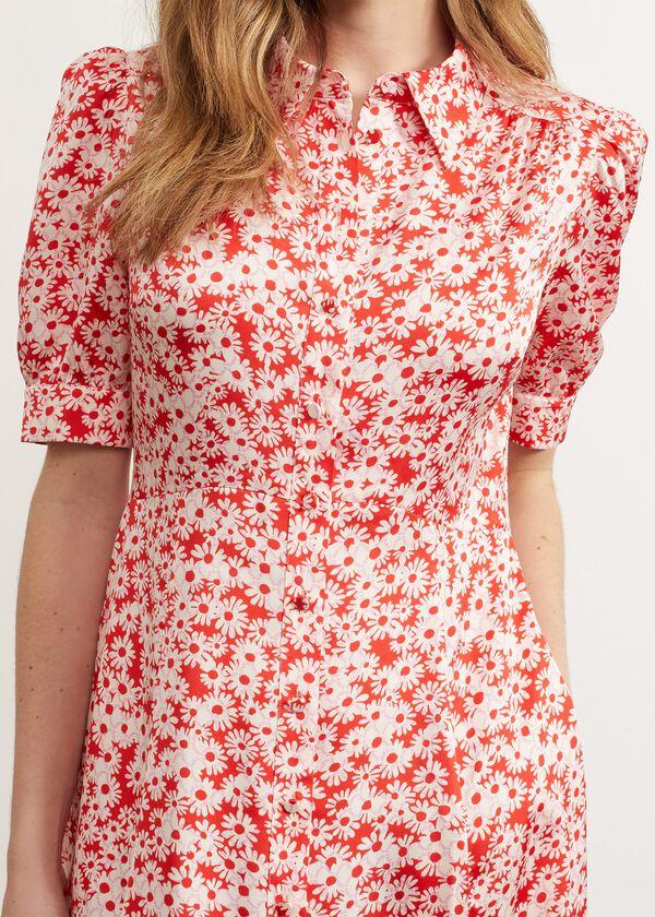 Hobbs Chiswell Paris Shirt Dress Red Ivory