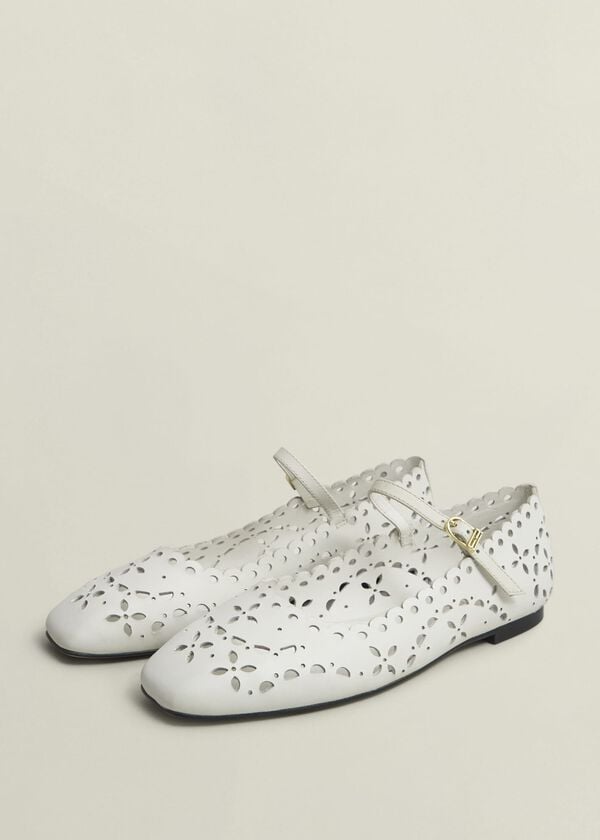 Hobbs Chrissy Cut Detail Mary Janes Ivory