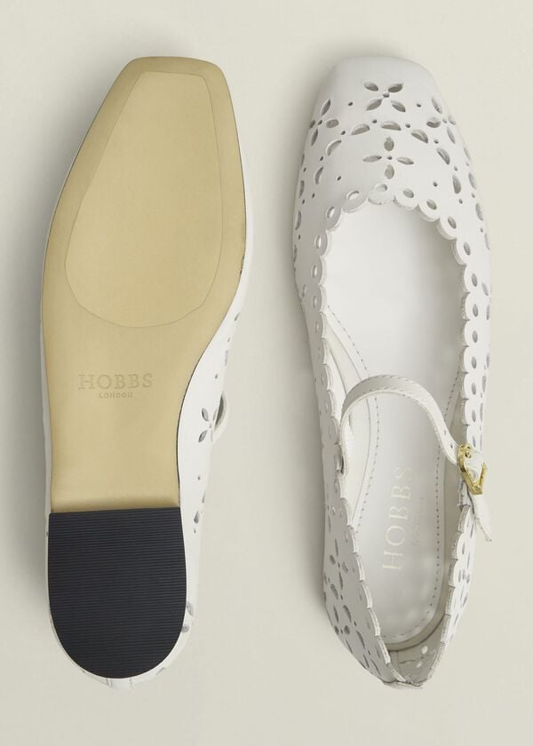 Hobbs Chrissy Cut Detail Mary Janes Ivory