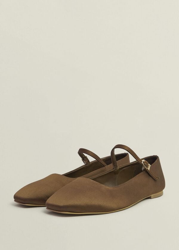 Hobbs Chrissy Satin Mary Janes Medlar Brown