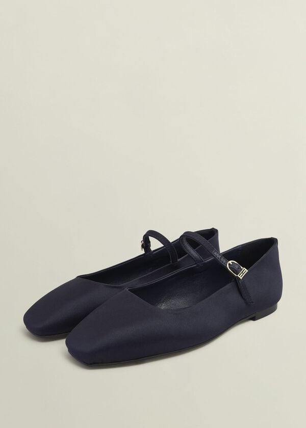 Hobbs Chrissy Satin Mary Janes Midnight Navy