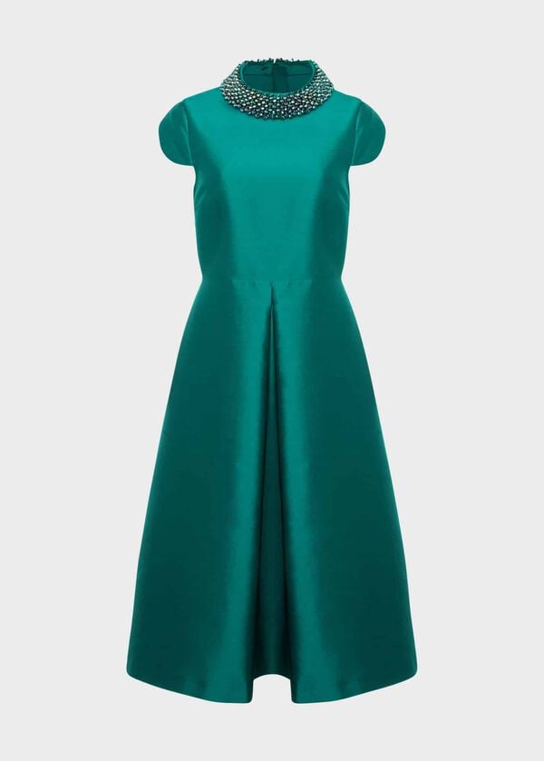 Hobbs Christie Silk Blend Dress Jewel Green