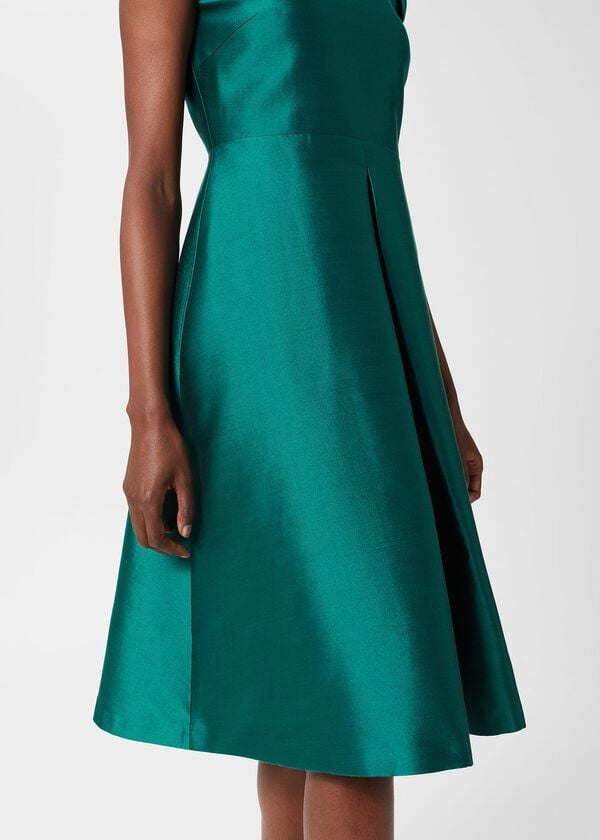 Hobbs Christie Silk Blend Dress Jewel Green