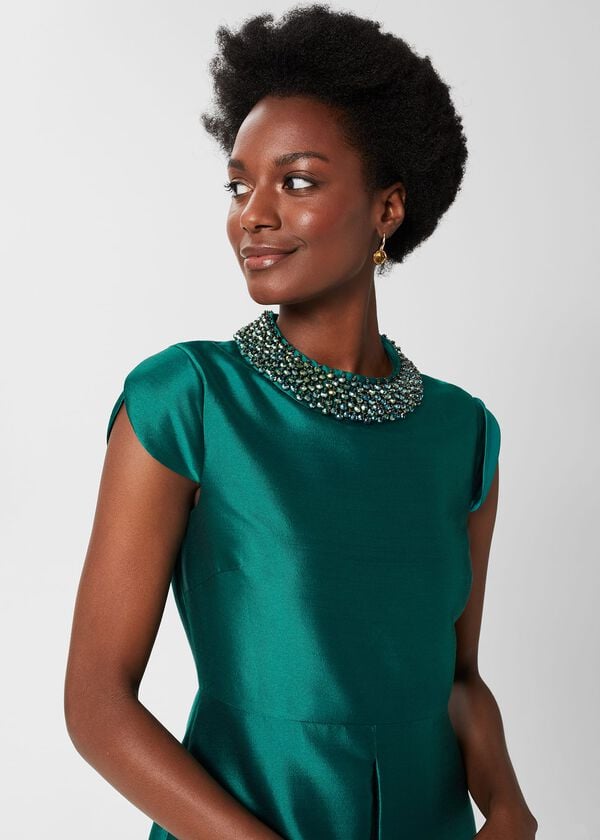 Hobbs Christie Silk Blend Dress Jewel Green