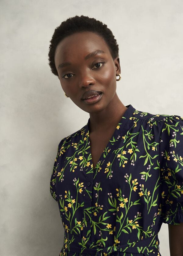 Hobbs Christina Cotton Dress Navy Multi