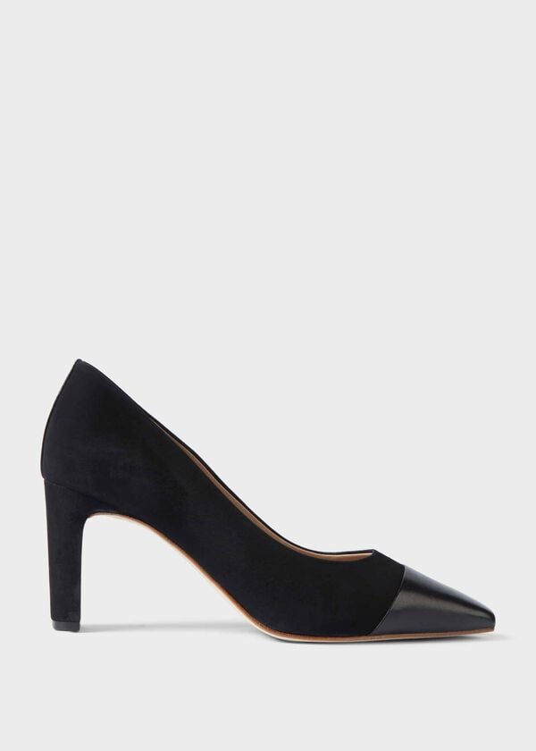 hobbs Christina Suede Bock Heel Court Shoes Black