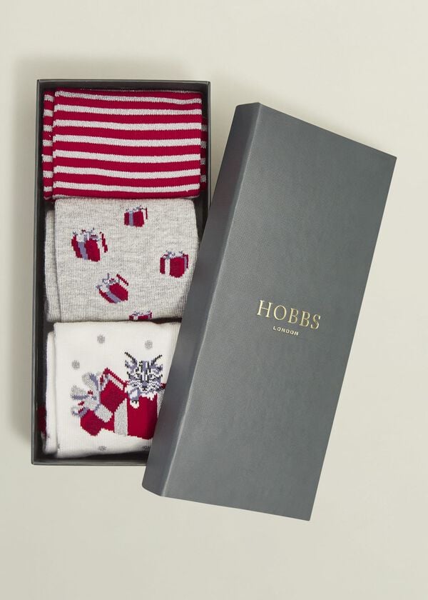 Hobbs Christmas Cat Sock Set Multi