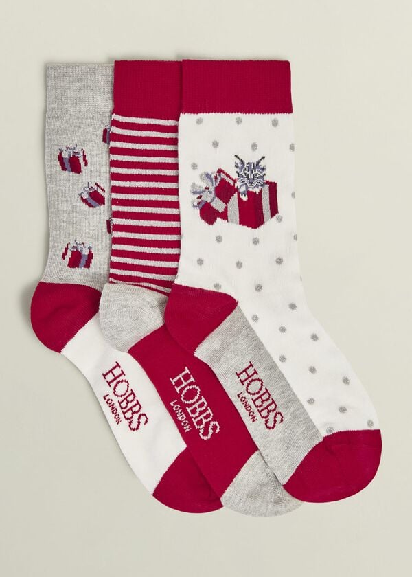 hobbs Christmas Cat Sock Set Multi