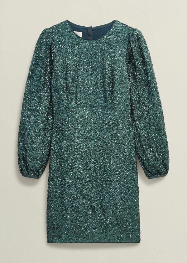 Hobbs Cianna Sequin Dress Evergreen