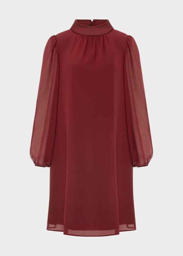 Hobbs Ciara A Line Dress Deep Red