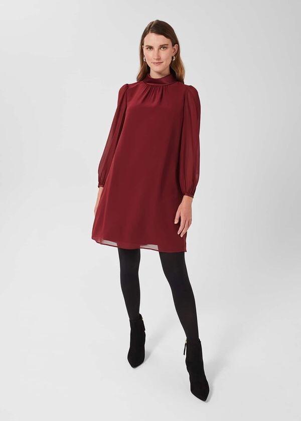 hobbs Ciara A Line Dress Deep Red