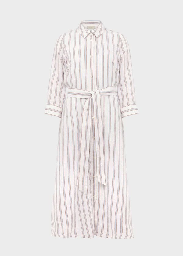 Hobbs Ciara Linen Dress Ivory Multi