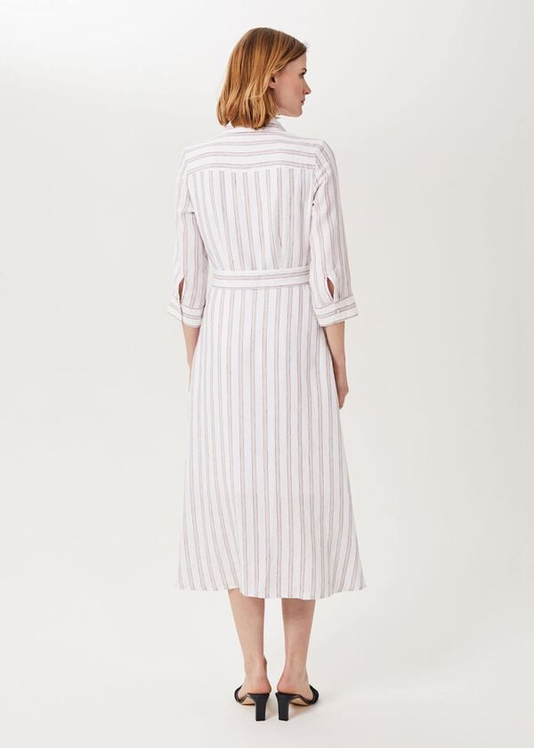 Hobbs Ciara Linen Dress Ivory Multi